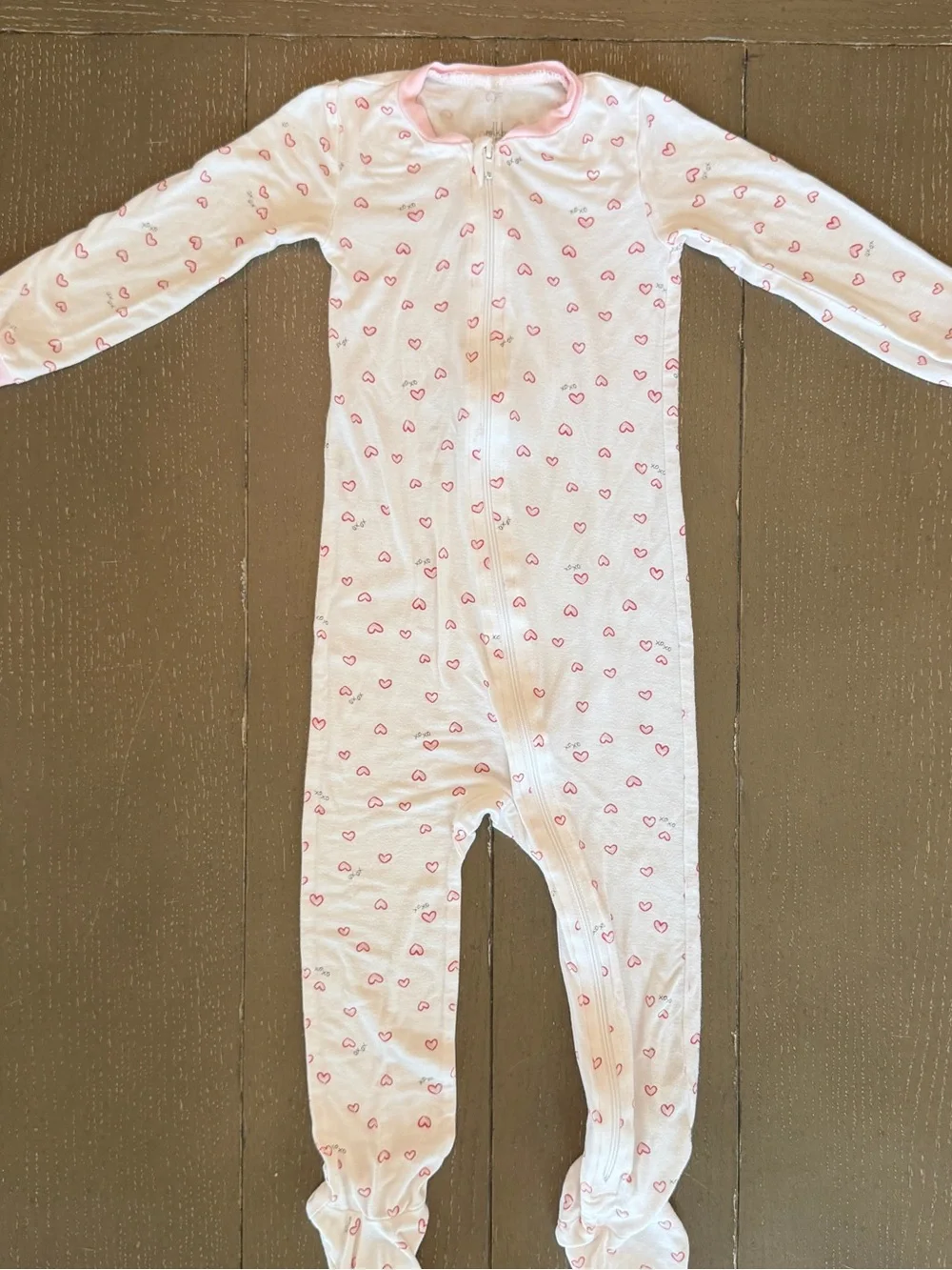 Milkberry Baby Girl VDay Heart Print Footed Pajamas/Long-Sleeve Onesie Size 24M